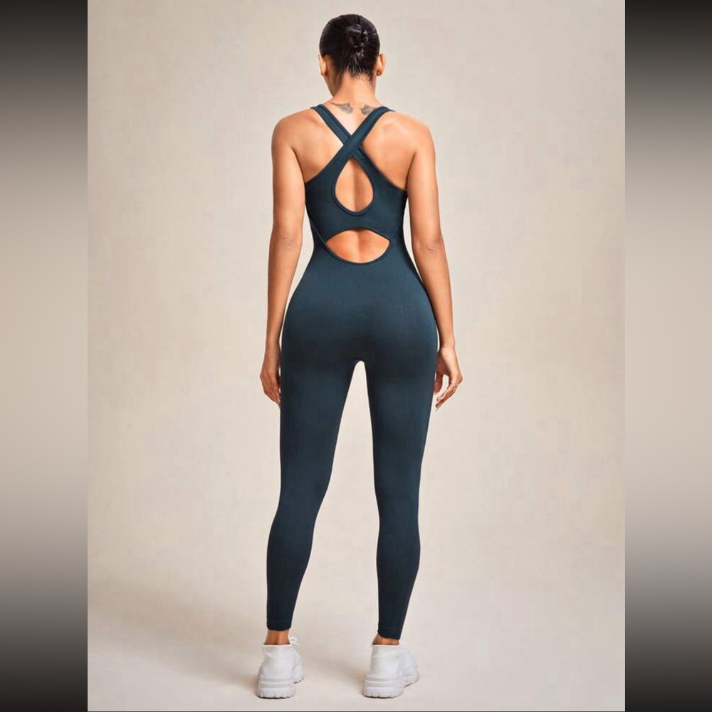 Blue Jumpsuit and cropped Jacket set